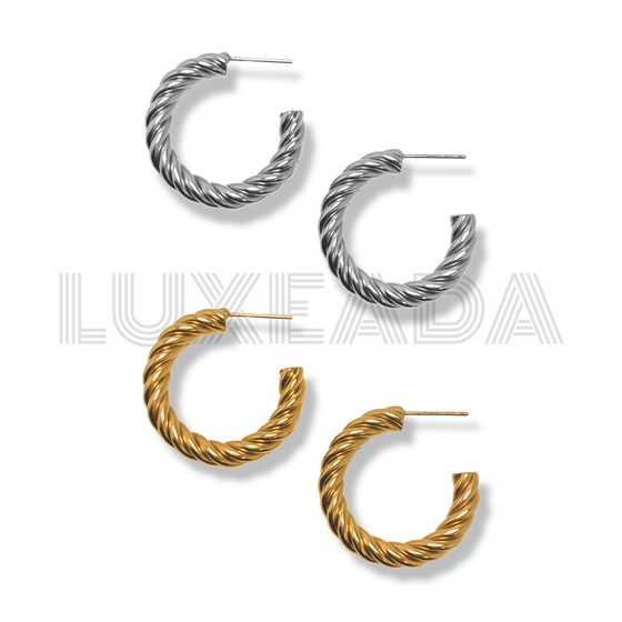 Chunky Twist Half Hoop Gold Silver
