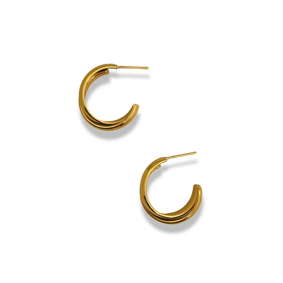 Cross Over Half Hoops Gold