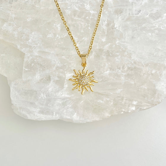 Flaming Sun Pendant Necklace