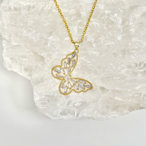 Transparent Butterfly Pendant Necklace