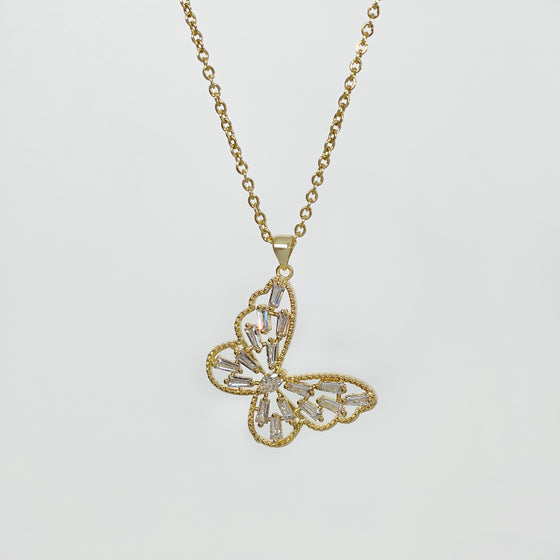 Transparent Butterfly Pendant Necklace
